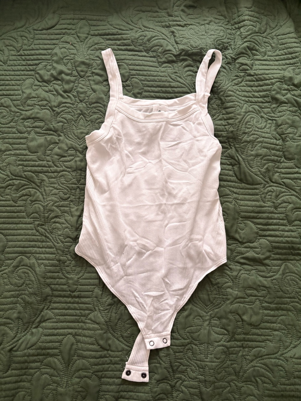 NWOT SO White Ribbed Tank Bodysuit - Sleeveless Snap Bottom